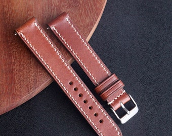 Dark Brown Buttero leather watch strap band, reddish brown wooden /100% handmade from full-grain leather / 24 mm, 22 mm, 20 mm, 18 mm custom