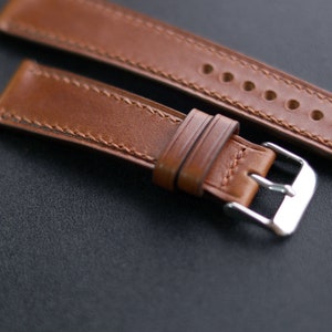 Medium Brown Buttero leather watch strap band, whiskey wheat /100% handmade from full-grain leather / 24 mm, 22 mm, 20 mm, 18 mm custom image 8