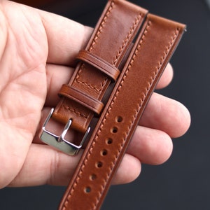 Medium Brown Buttero leather watch strap band, whiskey wheat /100% handmade from full-grain leather / 24 mm, 22 mm, 20 mm, 18 mm custom image 5