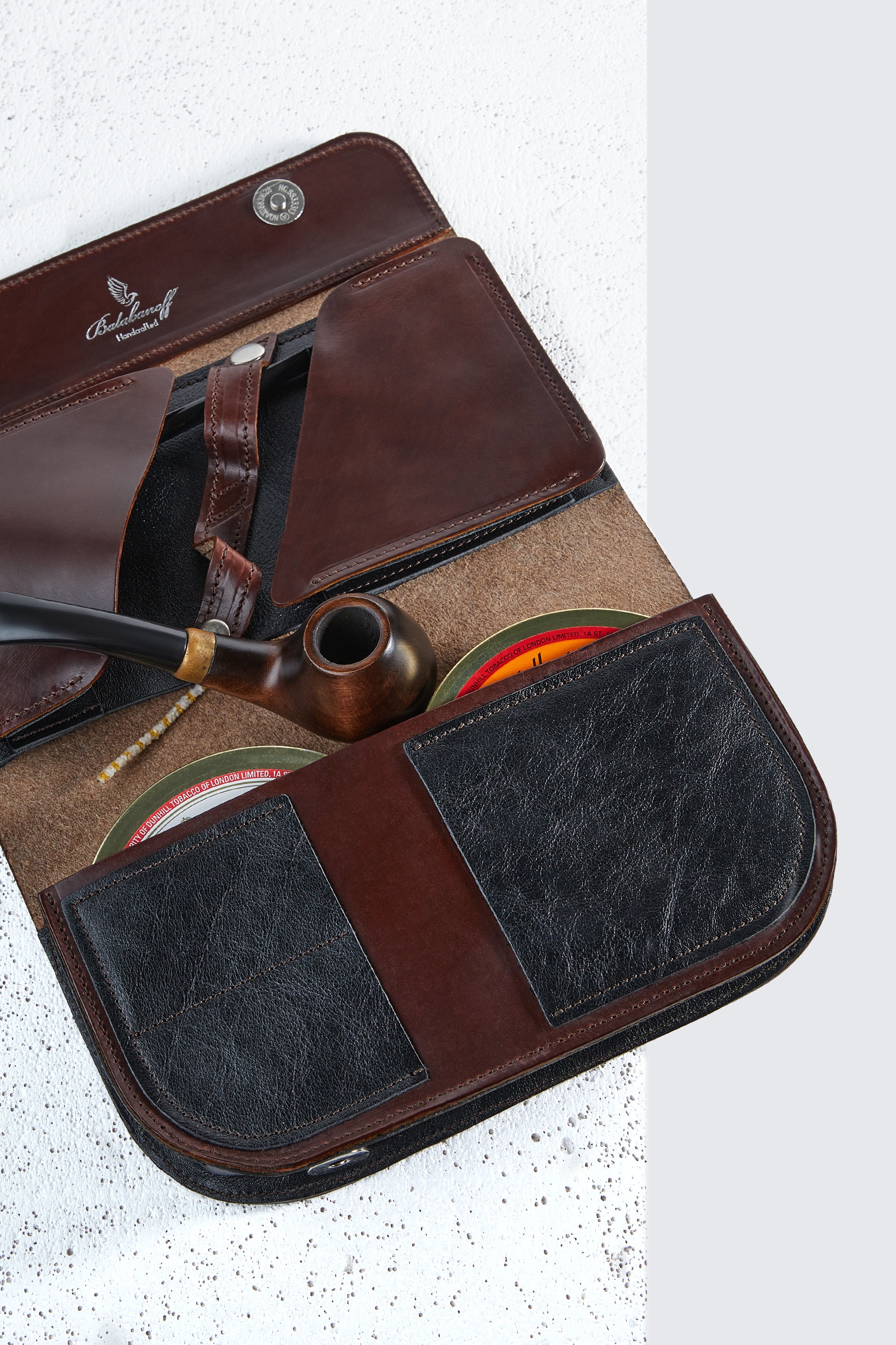 Leather Pouch for Smoking Pipes / Bag for 2-4 Pipes, Two