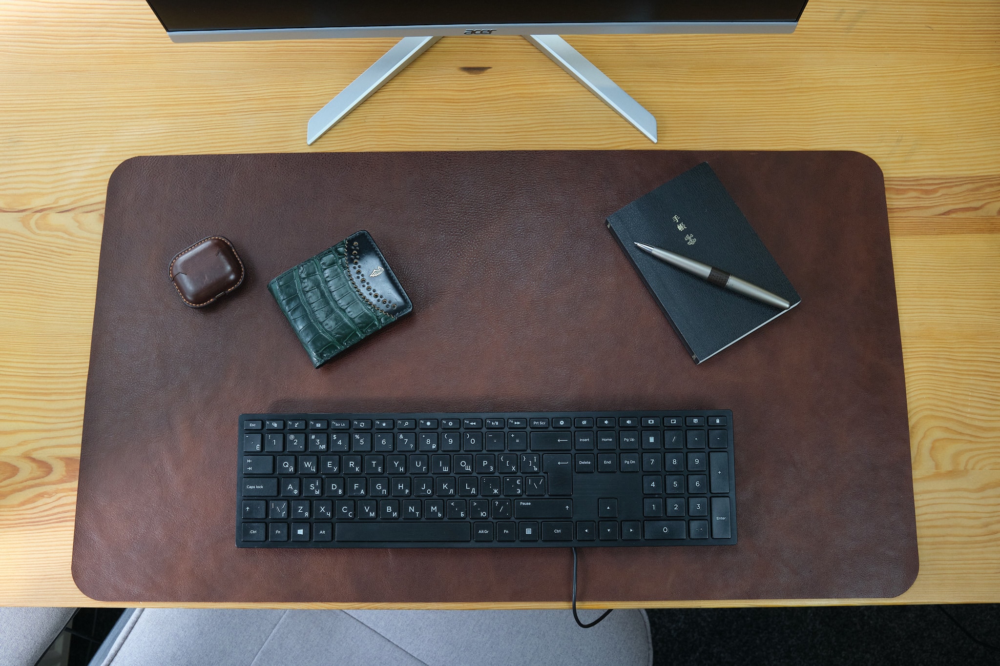 Personalized Leather Desk Mat Chestnut Brown, Full-grain Leather ...