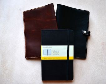 Okładka skórzana Moleskine Horween | zapięcie na zatrzask, kolory brązowy lub czarny, wszystkie rozmiary | Etui na dziennik | skórzany notes