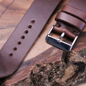 Horween leather watch strap band in Brown Chromexcel / 100% handmade /single layer leather strap /22 mm, 20 mm, 18 mm, 16 mm, 14 , 12 custom 画像 4