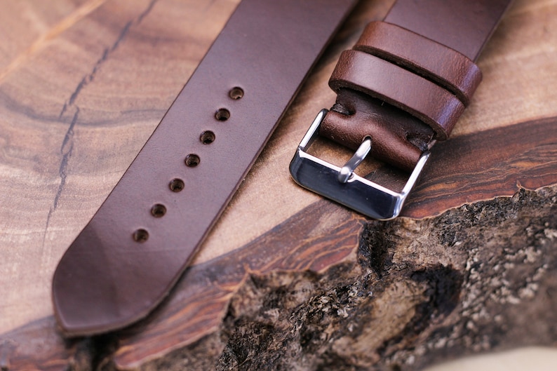 Horween leather watch strap band in Brown Chromexcel / 100% handmade /single layer leather strap /22 mm, 20 mm, 18 mm, 16 mm, 14 , 12 custom image 4