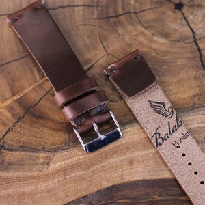 Correa de reloj de cuero Horween en Brown Chromexcel / 100% hecho a mano / correa de cuero de una sola capa /22 mm, 20 mm, 18 mm, 16 mm, 14, 12 personalizado