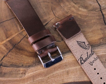 Horween leather watch strap band in Brown Chromexcel / 100% handmade /single layer leather strap /22 mm, 20 mm, 18 mm, 16 mm, 14 , 12 custom