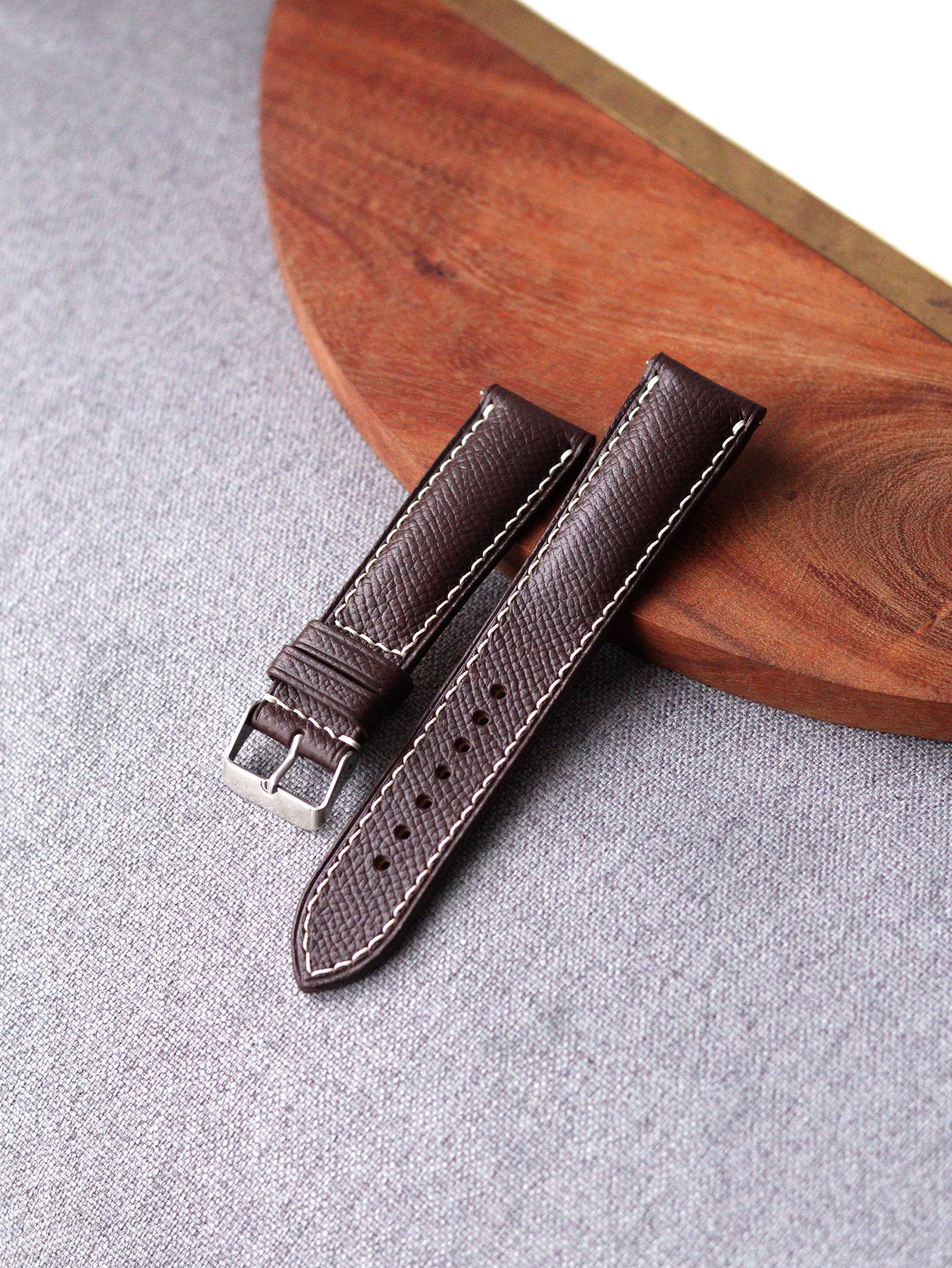 Customized Carved Letter Epsom Calf Watch Strap