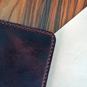 Travel wallet in Burgundy Horween leather with cognac interior long wallet case organizer image 5