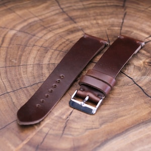 Horween leather watch strap band in Brown Chromexcel / 100% handmade /single layer leather strap /22 mm, 20 mm, 18 mm, 16 mm, 14 , 12 custom image 3