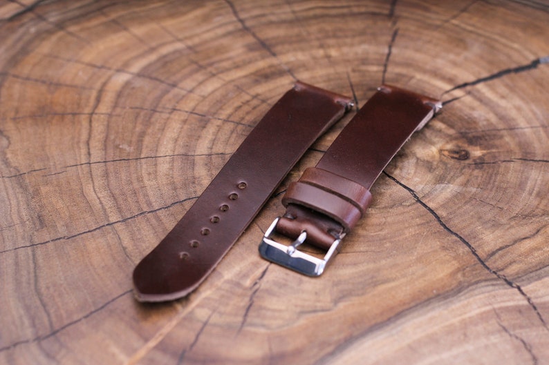 Horween leather watch strap band in Brown Chromexcel / 100% handmade /single layer leather strap /22 mm, 20 mm, 18 mm, 16 mm, 14 , 12 custom image 3