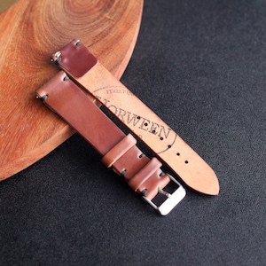 One Layer Shell Cordovan watch strap band in Horween Reddish Brown #4 leather / 100% handmade / 22 mm, 20 mm, 18 mm, 16 mm, 14 mm, 12 custom