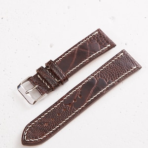 Brown Ostrich Legs leather watch strap band /handmade, vegetable tanned natural full-grain lining / 24 mm, 22 mm, 20 mm, 18 mm,  custom