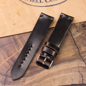Brown Shell Cordovan watch strap band in Horween leather / 100% handmade / 24 mm, 22 mm, 20 mm, 18 mm, 16 mm, 14 mm, 12 mm custom sized