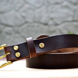 1.5 width Brown Horween Chromexcel leather belt Dark brown color dress belt casual women or men belt image 1