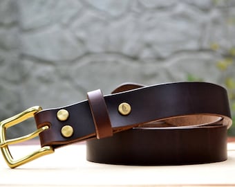 1.5" width Brown Horween Chromexcel leather belt | Dark brown color dress belt | casual women or men belt