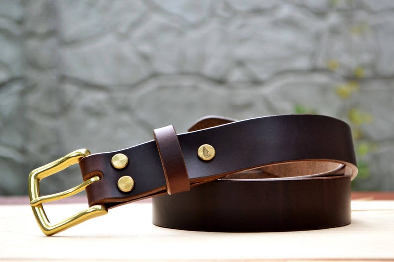 1.5 width Brown Horween Chromexcel leather belt Dark brown color dress belt casual women or men belt image 1