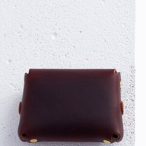 Cartera pequeña de cuero Horween / Estuche burdeos para cualquier cosa / estuche, billetera de bolsillo frontal, monedero / billetera de cuero sin costuras, Era imagen 8