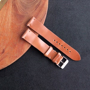 Shell Cordovan One Layer watch strap band in Whiskey Tan Horween leather / 100% handmade / 22 mm, 20 mm, 18 mm, 16 mm, 14 mm, 12 custom image 2