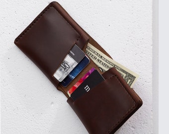 Cartera Horween en piel Chromexcel Marrón / Bifold fabricada en una sola pieza de piel / para hasta 16 tarjetas y efectivo / hecha a mano Arpa