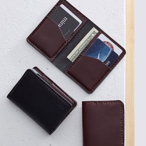 Credit card case in Bown Horween leather / Wallet, business card, purse in Chocolate brown Horween Chromexcel leather, Kaleo image 10