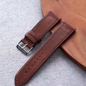 Brown Tan leather watch strap band / 100% handmade from full-grain leather &quot;Oxy&quot;/ 24 mm, 22 mm, 20 mm, 18 mm custom sized