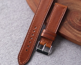Medium Brown Buttero leather watch strap band, whiskey wheat /100% handmade from full-grain leather / 24 mm, 22 mm, 20 mm, 18 mm custom