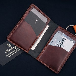 Credit card case in Bown Horween leather / Wallet, business card, purse in Chocolate brown Horween Chromexcel leather, Kaleo image 4