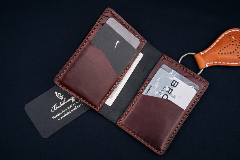 Credit card case in Bown Horween leather / Wallet, business card, purse in Chocolate brown Horween Chromexcel leather, Kaleo image 4