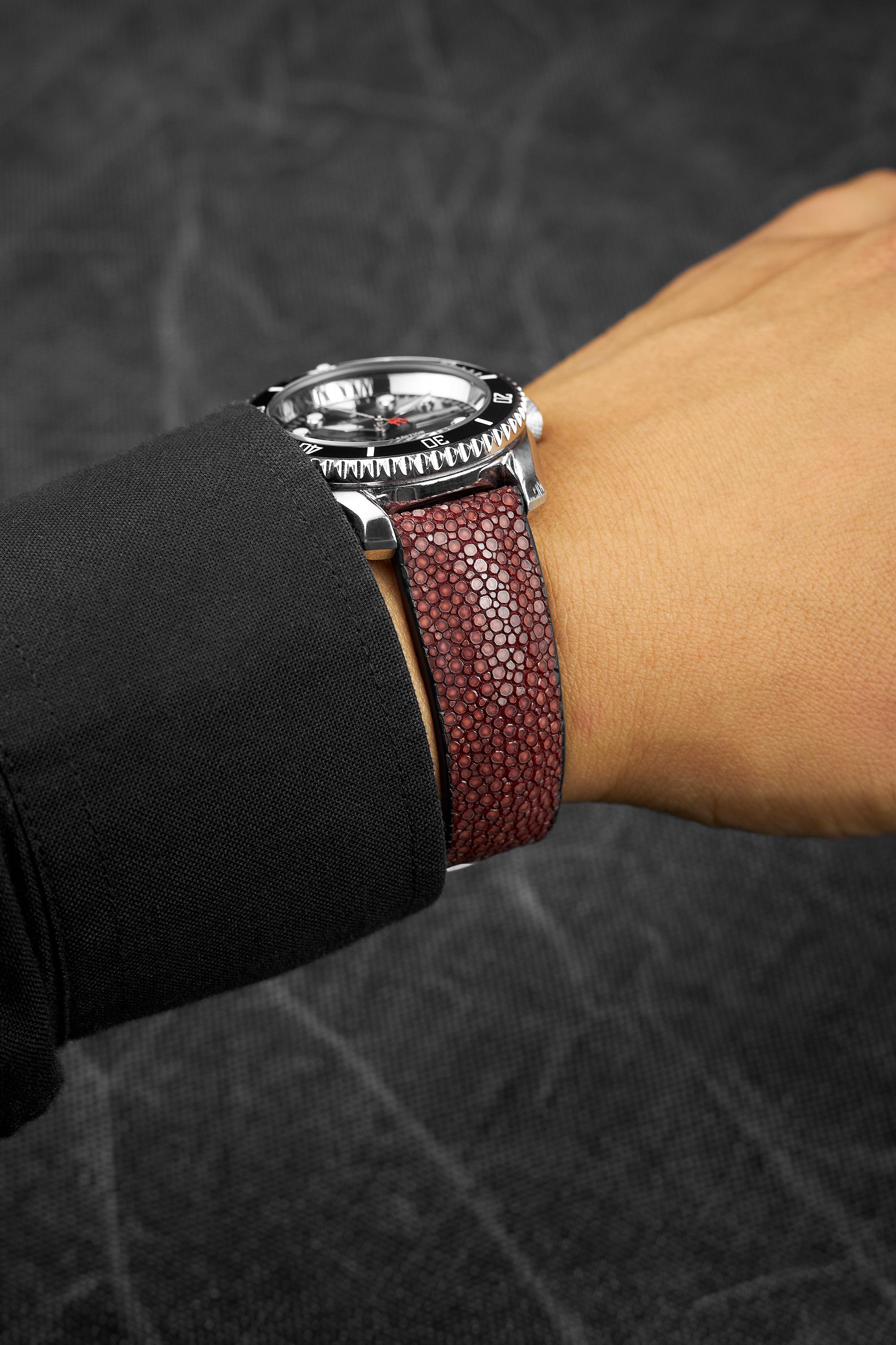 Bracelet Montre Rapide En Cuir Végétal Noir - Taille XS - Plusieurs Largeurs - Watchband Berlin