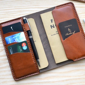 Passport Brieftasche und Field Notes Hülle aus schwarzem Horween Chromexcel Leder | Brieftasche Journal Notebook Passport Vanguard Cahier Hülle