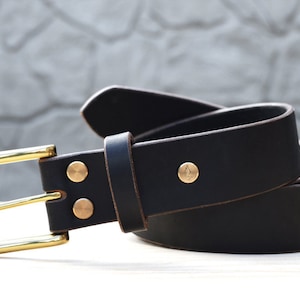 1.5 Belt in Black Horween Chromexcel Leather 5 Buckles, Silver or Gold ...