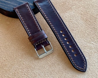 Horween ナチュラルダービーレザーウォッチストラップ 18 mm、19 mm