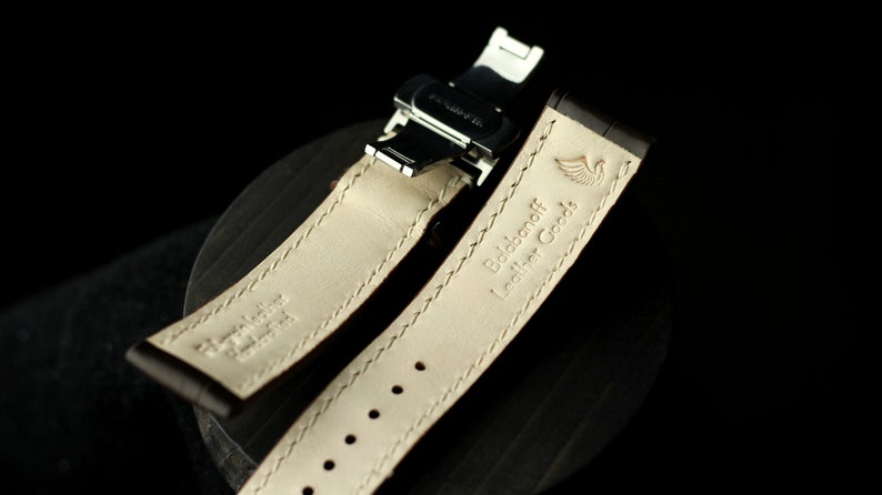 Black Alligator watch strap band / 100% handmade from alligator leather with great pattern / 22 mm, 20 mm, 18 mm, 16 mm, 14 mm, 12 custom image 9