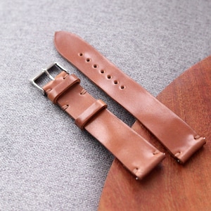 Shell Cordovan One Layer watch strap band in Whiskey Tan Horween leather / 100% handmade / 22 mm, 20 mm, 18 mm, 16 mm, 14 mm, 12 custom image 3