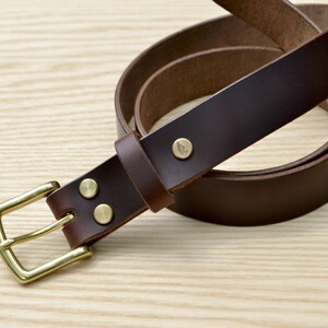 1.5 width Brown Horween Chromexcel leather belt Dark brown color dress belt casual women or men belt image 2