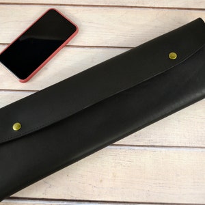 Leather case for Magic Keyboard with Numeric Keypad / Black Horween leather cover with antique snaps / Apple keyboard leather pouch