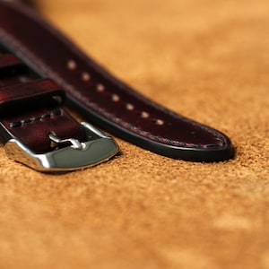 Horween Burgundy Leather Watch Strap Band / 100% Handmade From Full ...