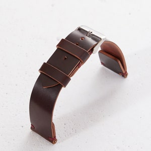 Burgundy Shell Cordovan #8 watch strap band in Horween leather / 100% handmade / 24 mm, 22 mm, 20 mm, 18 mm custom sized