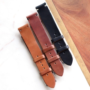 Shell Cordovan One Layer watch strap band in Whiskey Tan Horween leather / 100% handmade / 22 mm, 20 mm, 18 mm, 16 mm, 14 mm, 12 custom image 9