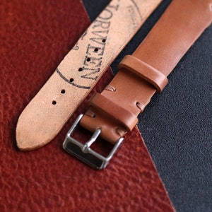 Shell Cordovan One Layer watch strap band in Whiskey Tan Horween leather / 100% handmade / 22 mm, 20 mm, 18 mm, 16 mm, 14 mm, 12 custom image 7