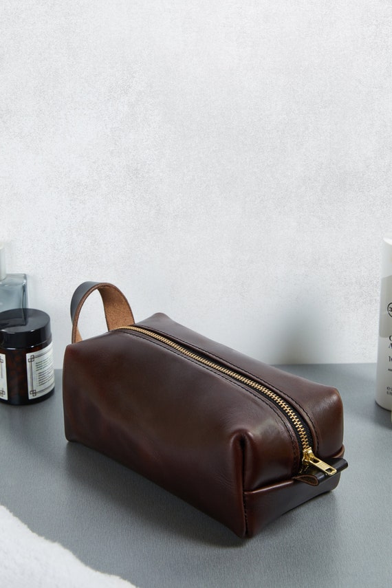 Neceser De Cuero Vegano Grueso Personalizado, Bolsa De Aseo Grande Hecha A Mano Con Asa Ajustable, Bolsa De Almacenamiento De Viaje De Cuero Vintage, Kit De Dopp Para Hombres, Regalo Para