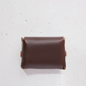 Cartera de cuero Horween para cualquier cosa / Estuche/bolsa pequeña de cuero Chromexcel marrón, billetera de bolsillo frontal, billetera de cuero sin costuras/monedero, Era imagen 7