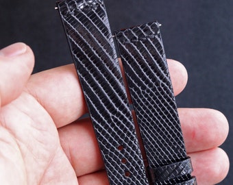 Black Iguana leather watch strap band / handmade, textured leather of genuine Iguana / 24 mm, 22 mm, 20 mm, 18 mm,  custom sized, exotic