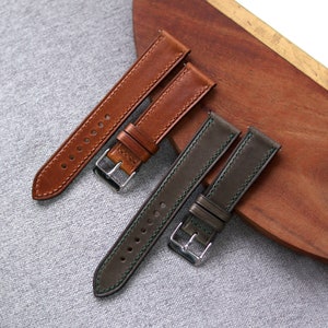Medium Brown Buttero leather watch strap band, whiskey wheat /100% handmade from full-grain leather / 24 mm, 22 mm, 20 mm, 18 mm custom image 9