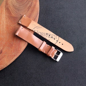 Shell Cordovan One Layer watch strap band in Whiskey Tan Horween leather / 100% handmade / 22 mm, 20 mm, 18 mm, 16 mm, 14 mm, 12 custom image 1