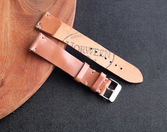 Shell Cordovan One Layer watch strap band in Whiskey Tan Horween leather / 100% handmade /  22 mm, 20 mm, 18 mm, 16 mm, 14 mm, 12 custom