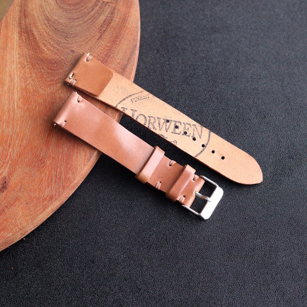 Muschel Cordovan One Layer Uhrenarmband Band in Whiskey Tan Horween Leder / 100% Handarbeit / 22 mm, 20 mm, 18 mm, 16 mm, 14 mm, 12 custom