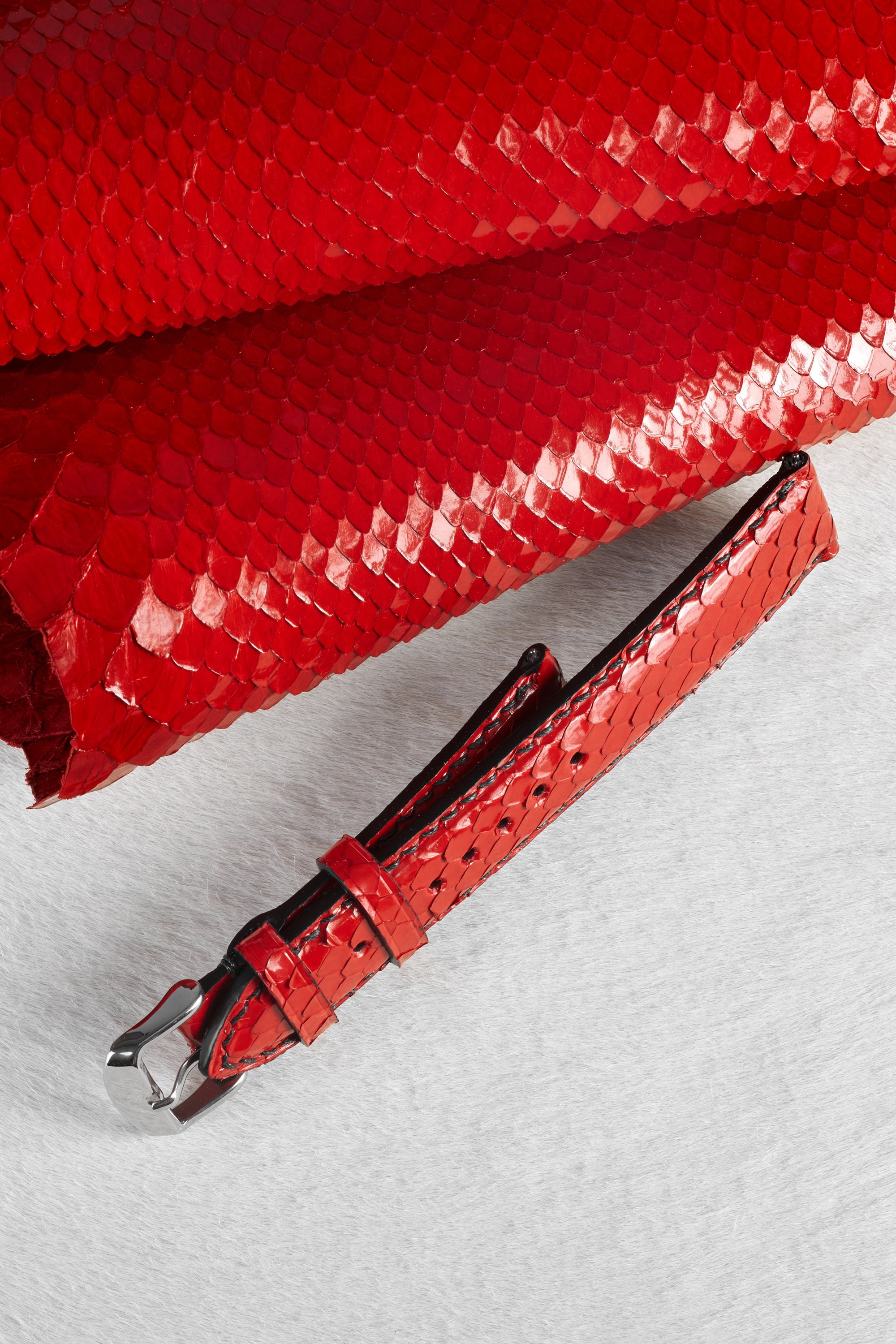 Lady's Watch Strap Band Red Python / Handmade From Real Snake Skin ...