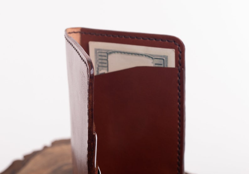 Brown leather checkbook wallet with credit card slots | Etsy