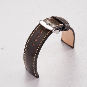 Brown Shell Cordovan watch strap band / padded handmade made from Horween full-grain leather / 24 mm, 22 mm, 20 mm, 18 mm custom sized